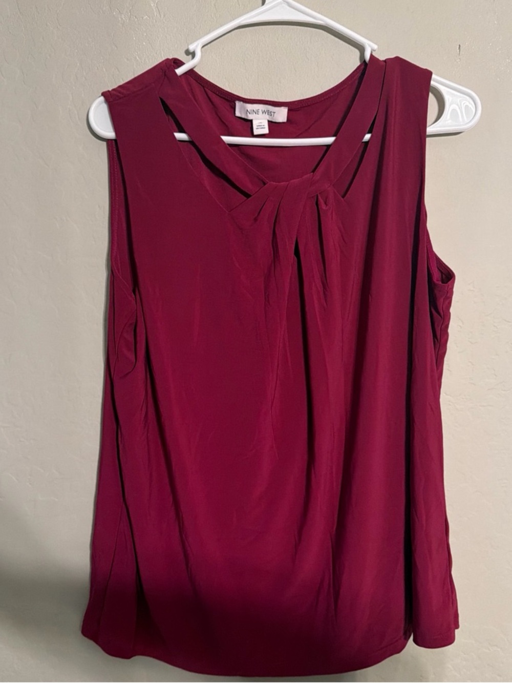 Nine West Sleeveless Knot-Neck Shell Top - Burgundy